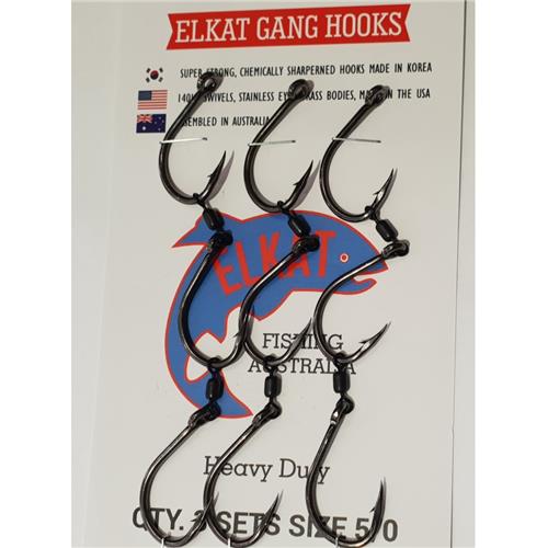 Elkat Heavy Duty Triple Gangs with Swivels (3 x 3 hook gangs)