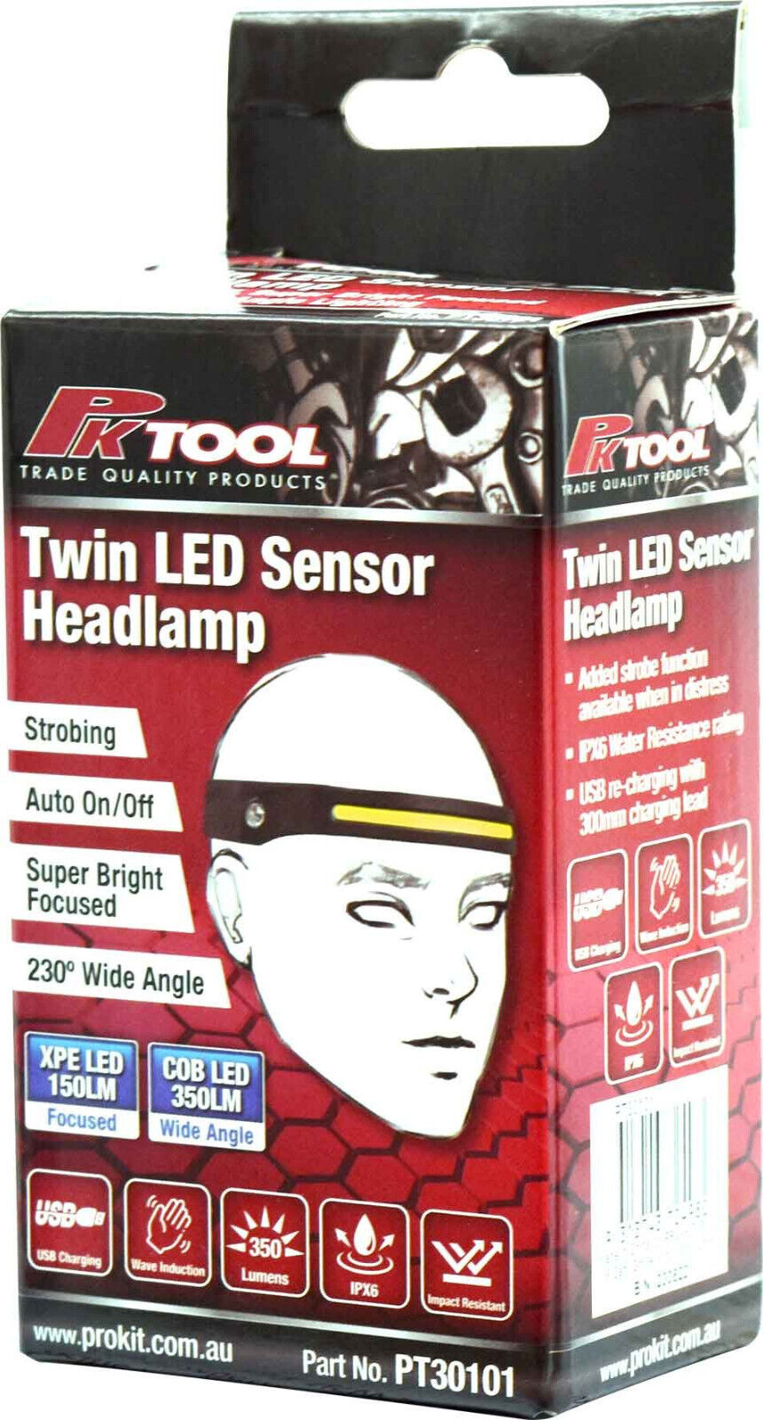 Headlamp -  PKTool Rechargable , auto on and off