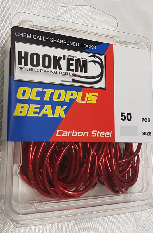 HookEm Octopus Beak Red - Blister Pack (50 hooks)